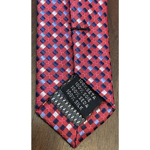 Alexander Julian Colours Hand Made Red Blue Silk Men’s Neck Tie Made In China - Picture 7 of 9